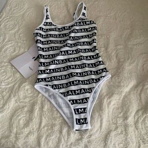 Iconic Stripes Olimpionic Swimsuit Black and White Print